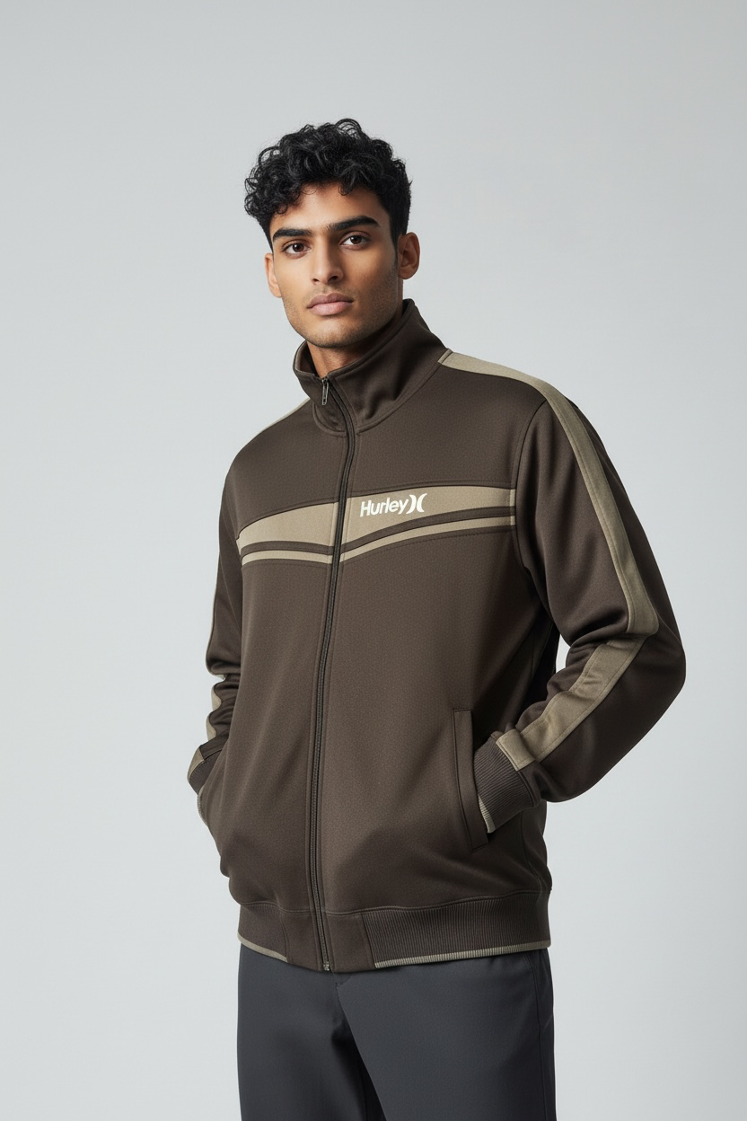 Hurley Full Zip Jacket Size XL Black Gray Track Tracksuit Top 3