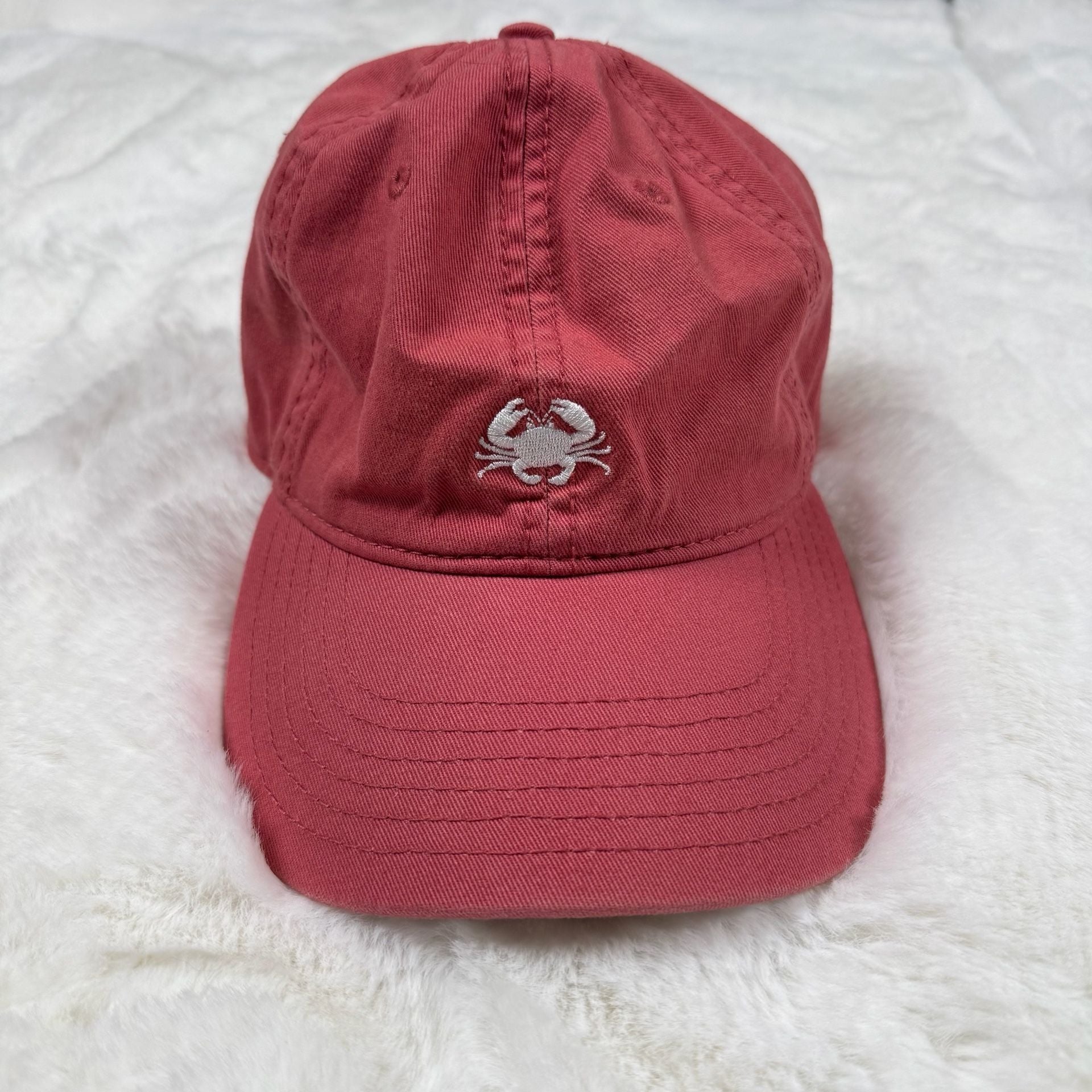 Red Embroidered Crab Baseball Cap Adjustable Strapback Dad Hat 2