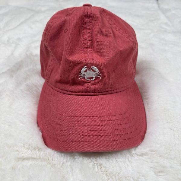 Red Embroidered Crab Baseball Cap Adjustable Strapback Dad Hat