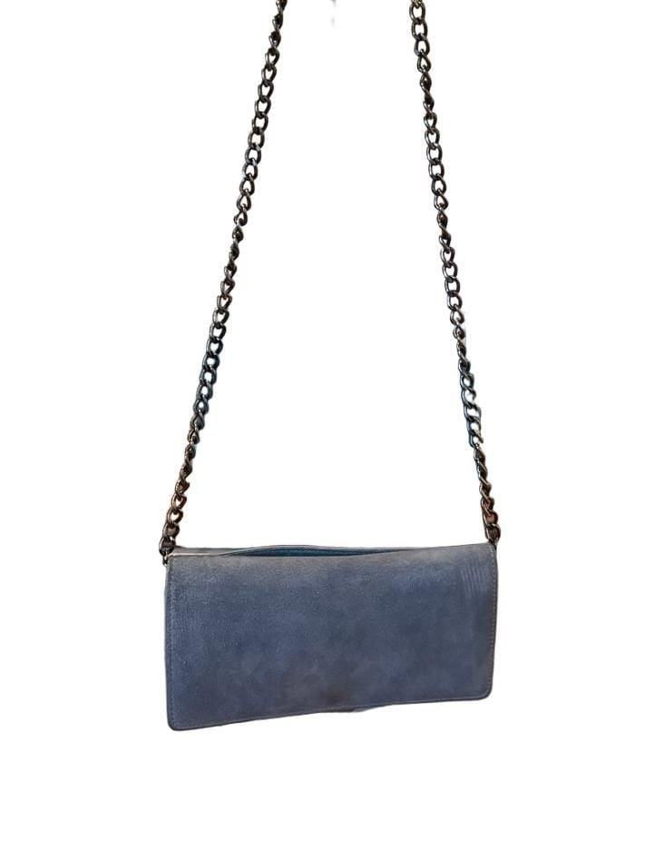 Barneys New York Blue Suede Leather Chain Shoulder Bag / Clutch 2