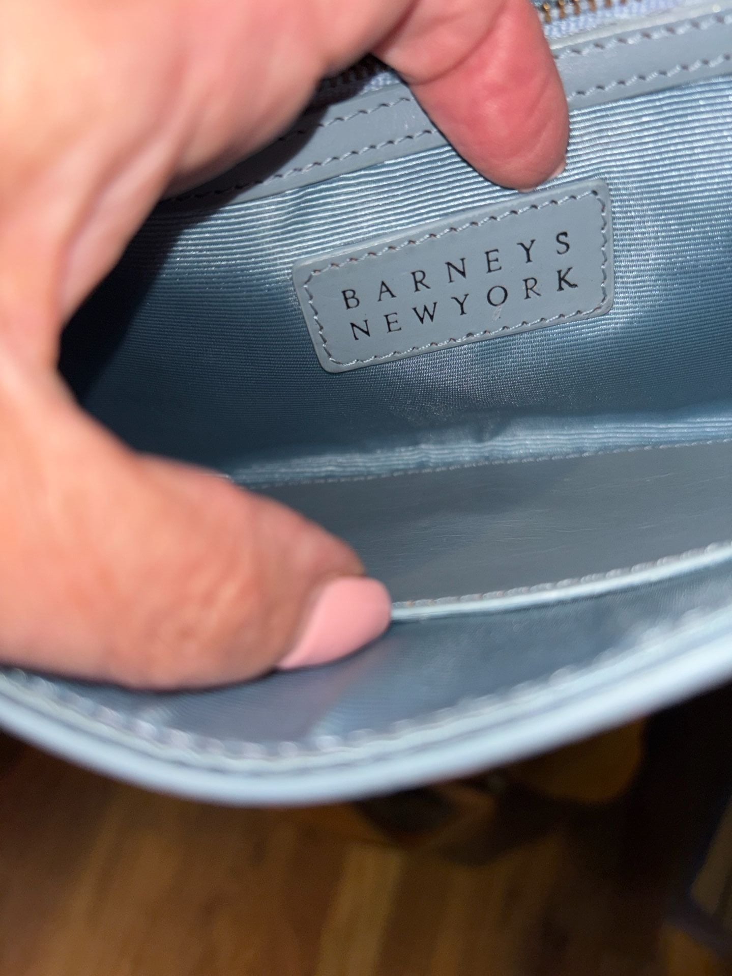 Barneys New York Blue Suede Leather Chain Shoulder Bag / Clutch 8