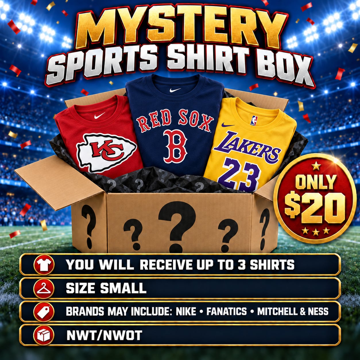 Mystery Sports Shirt Box Size Small 1