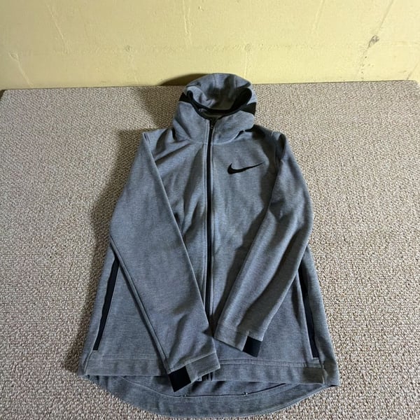 Nike Dry Hyper Elite Showtime Hoodie Size L Gray Polyester Full Zip
