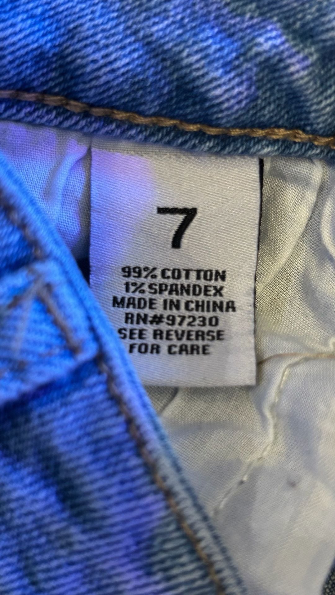 Almost Famous Denim Shorts Size 7 Light Wash Distressed Raw Hem 6