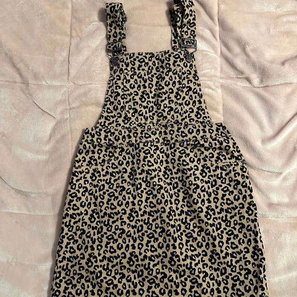 Forever 21 Leopard Print Pinafore Overall Dress Size Small
