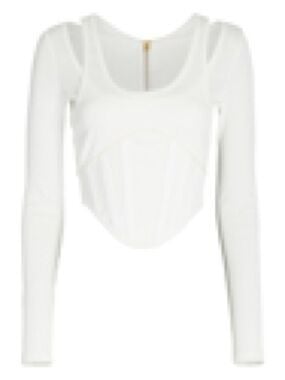 Don Lee Long Sleeve White XS Corset Top 2