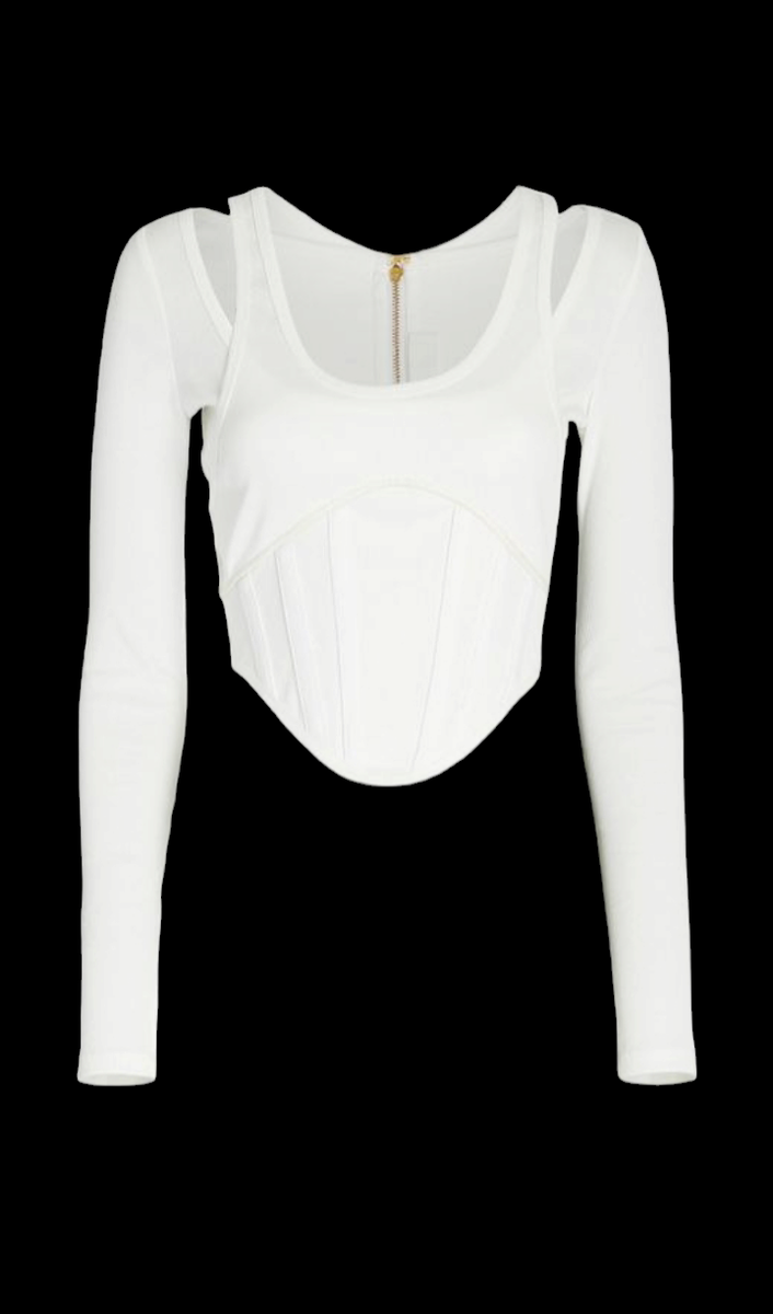 Don Lee Long Sleeve White XS Corset Top 3
