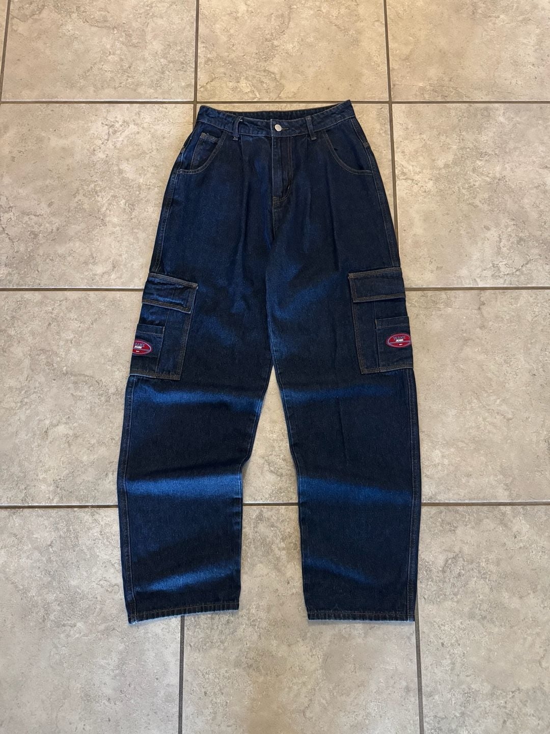 Wake Jeans Cargo Denim Size 28 Dark Wash Baggy 4