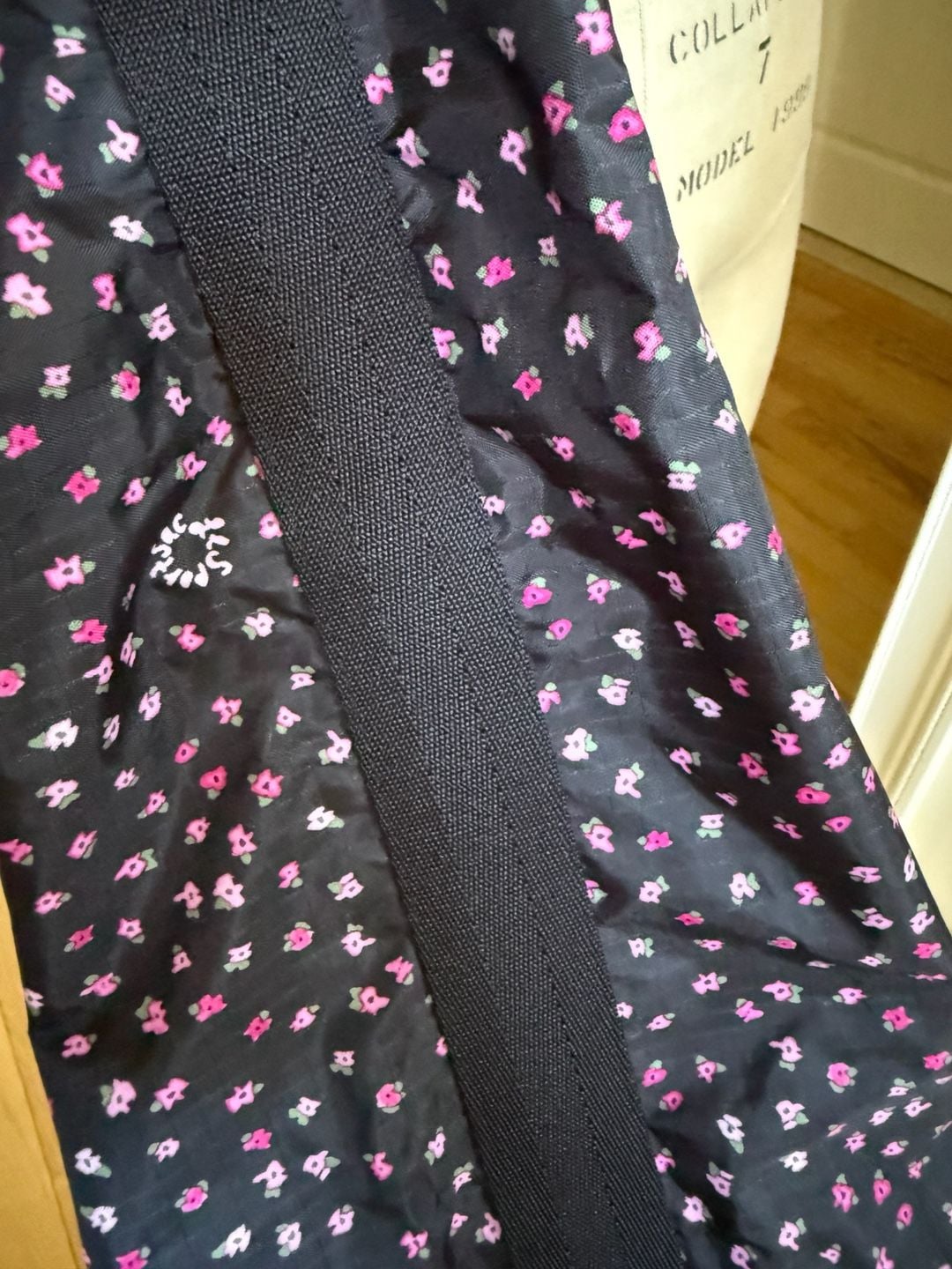 LeSportsac Black Pink Floral Deluxe Large Weekender Travel Duffel Bag 6