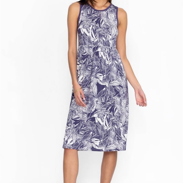 Johnny Was Purple Butterfly Print Sleeveless Midi Dress Medium Jersey