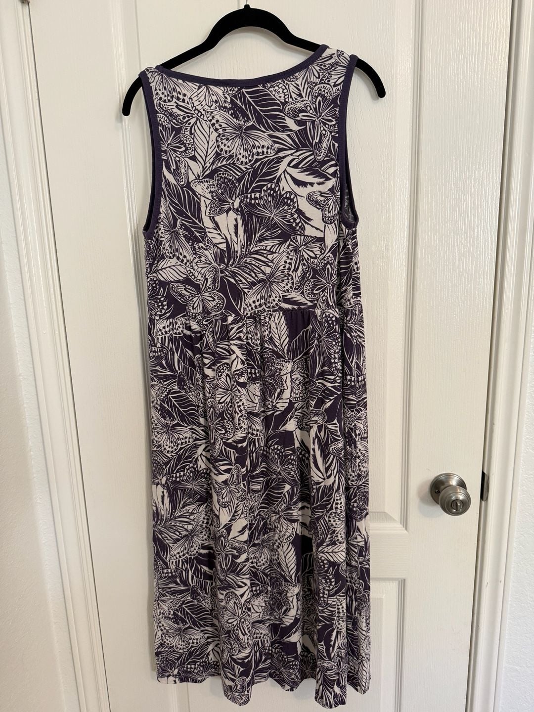 Johnny Was Purple Butterfly Print Sleeveless Midi Dress Medium Jersey 5