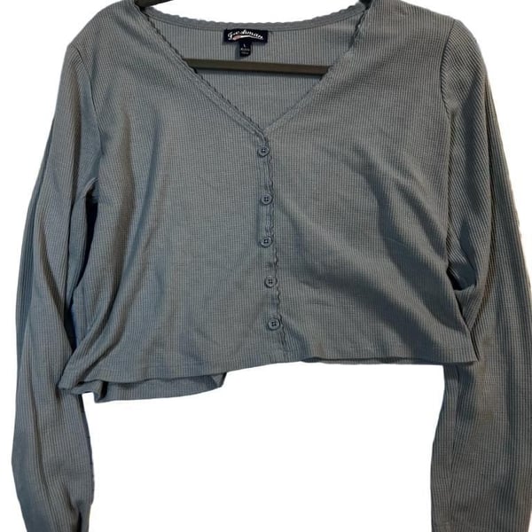 Freshman 1996 Thermal Henley Waffle Knit Button Front