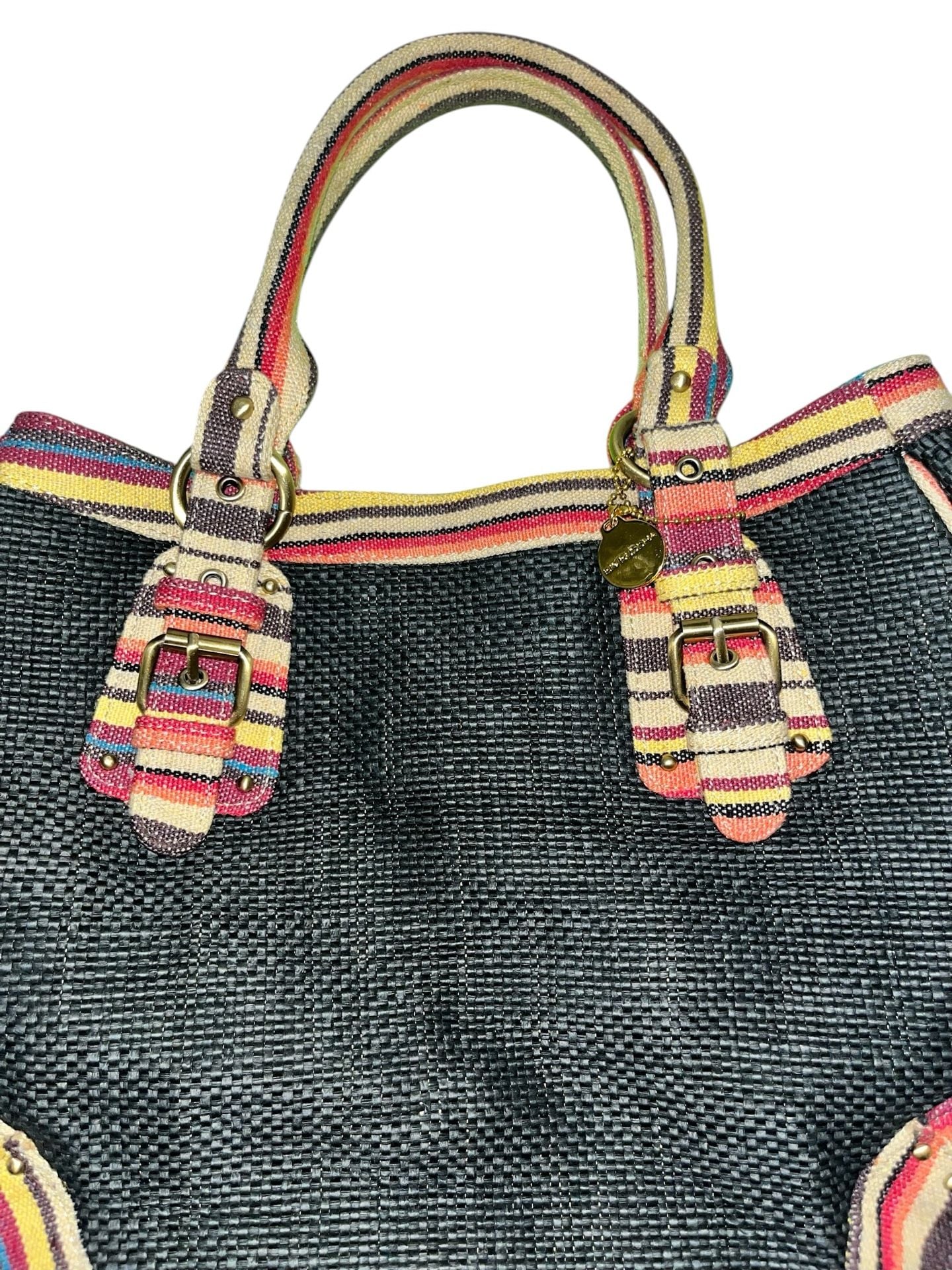 Big Buddha Striped Woven Tote Bag Black Multi 7