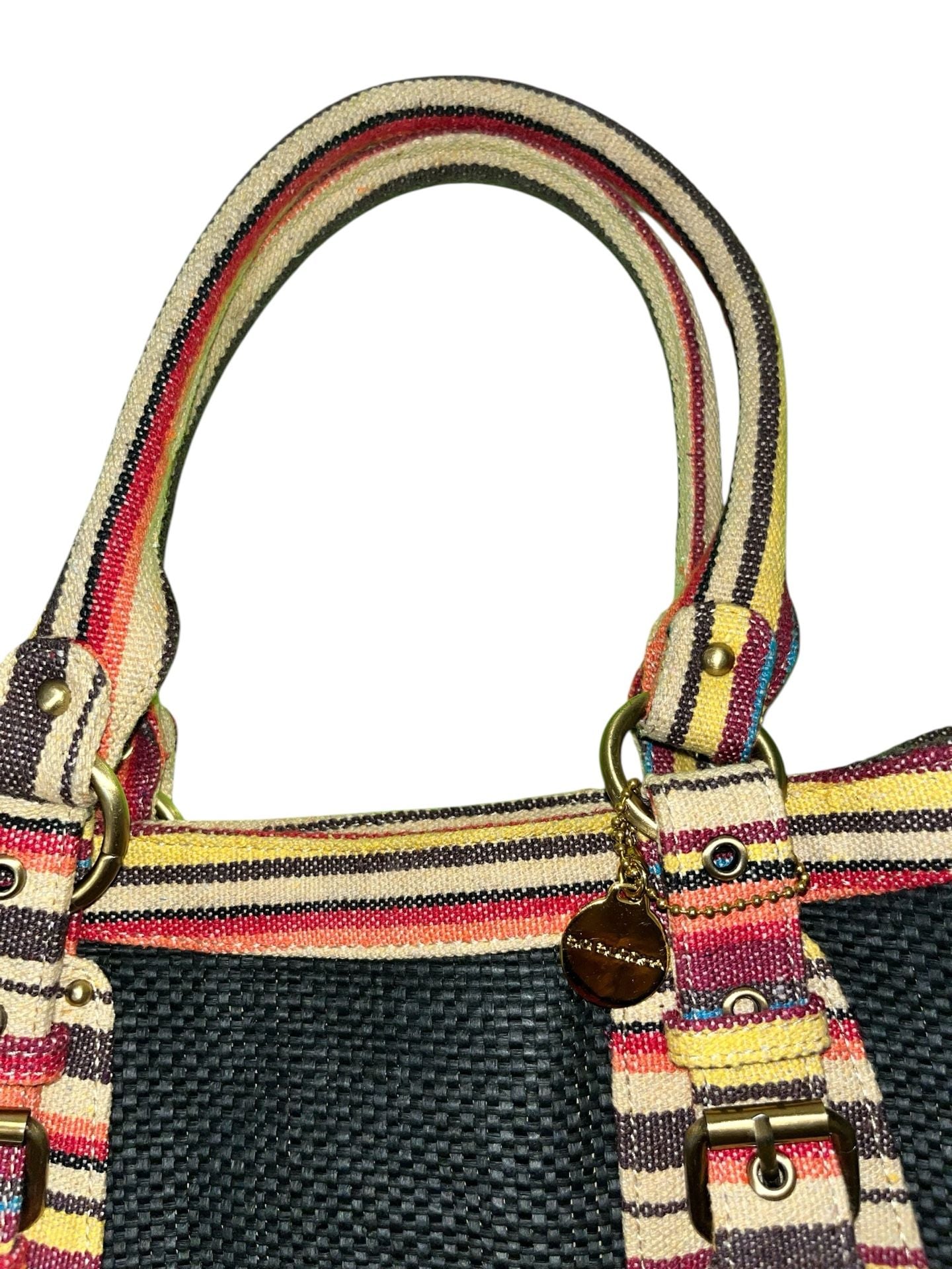 Big Buddha Striped Woven Tote Bag Black Multi 8