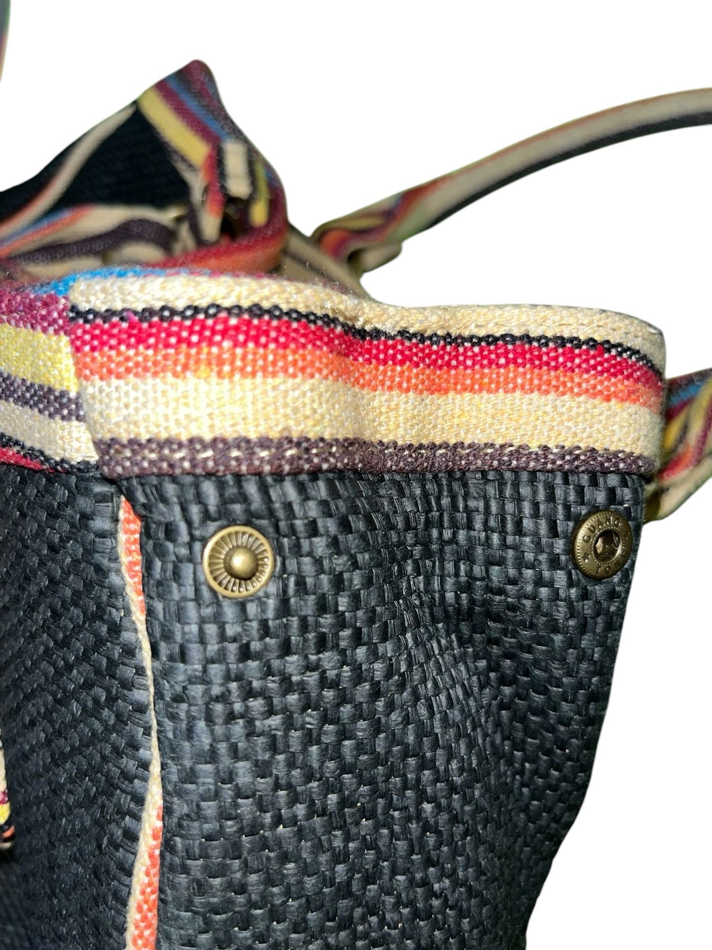 Big Buddha Striped Woven Tote Bag Black Multi 10