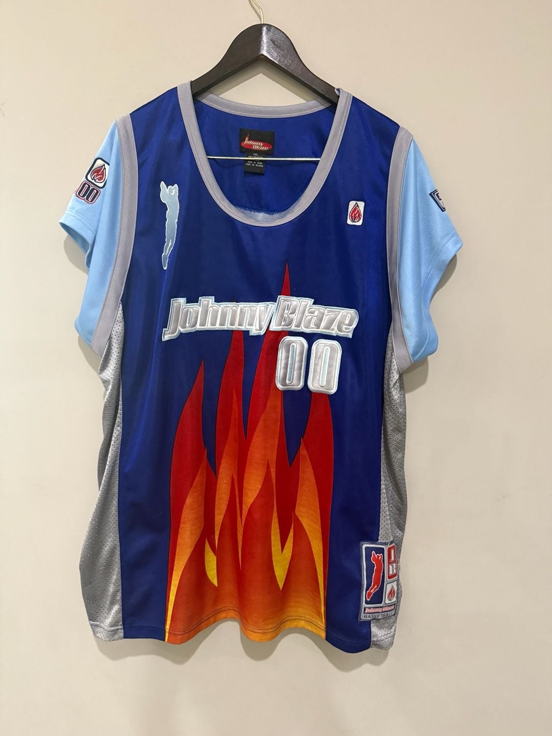 Johnny Blaze Basketball Jersey Size XXL Blue Flame 00 Hip Hop Y2K Vintage 2