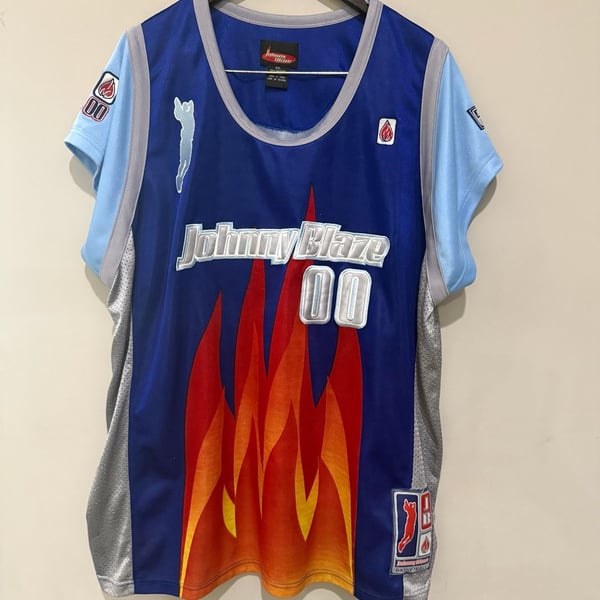 Johnny Blaze Basketball Jersey Size XXL Blue Flame 00 Hip Hop Y2K Vintage