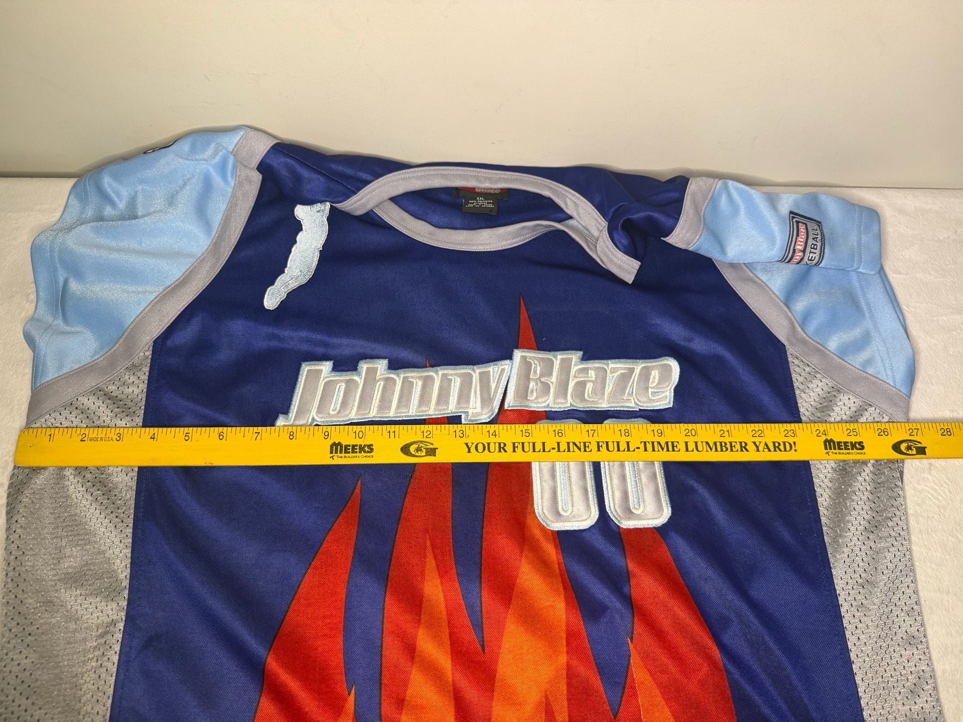 Johnny Blaze Basketball Jersey Size XXL Blue Flame 00 Hip Hop Y2K Vintage 14