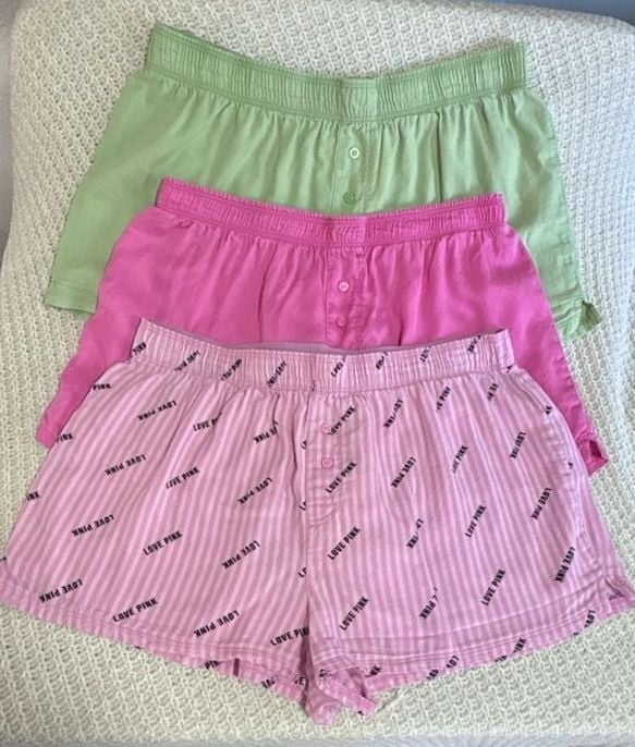 PINK Victoria's Secret Boxy Pajama Sleep Shorts Size S Green Pink Lot 1