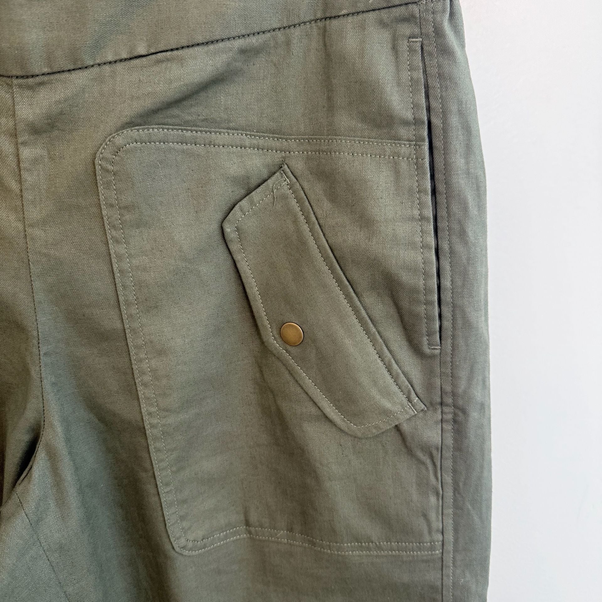 Banana Republic Linen Blend Parachute Pants Size L Green 3