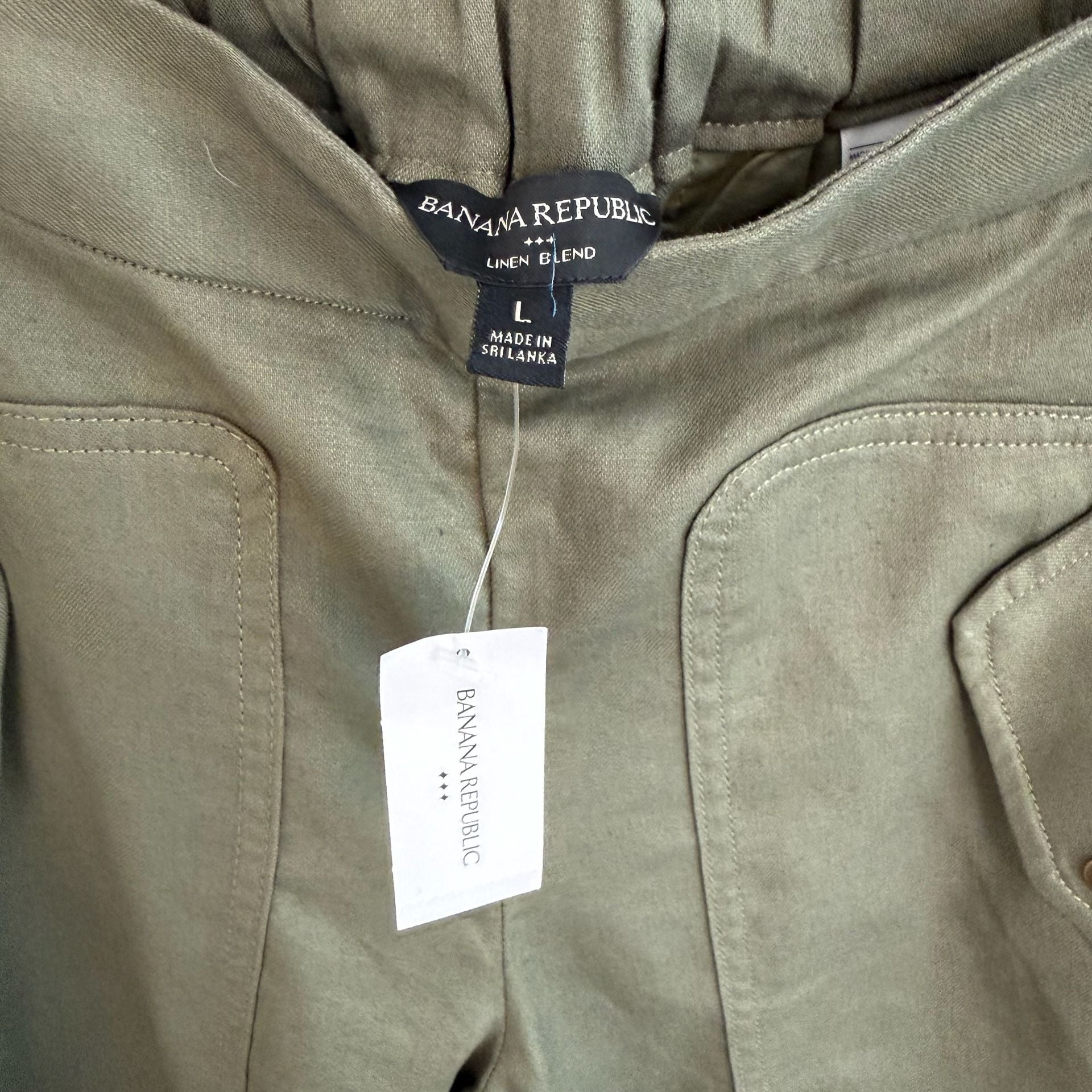 Banana Republic Linen Blend Parachute Pants Size L Green 5