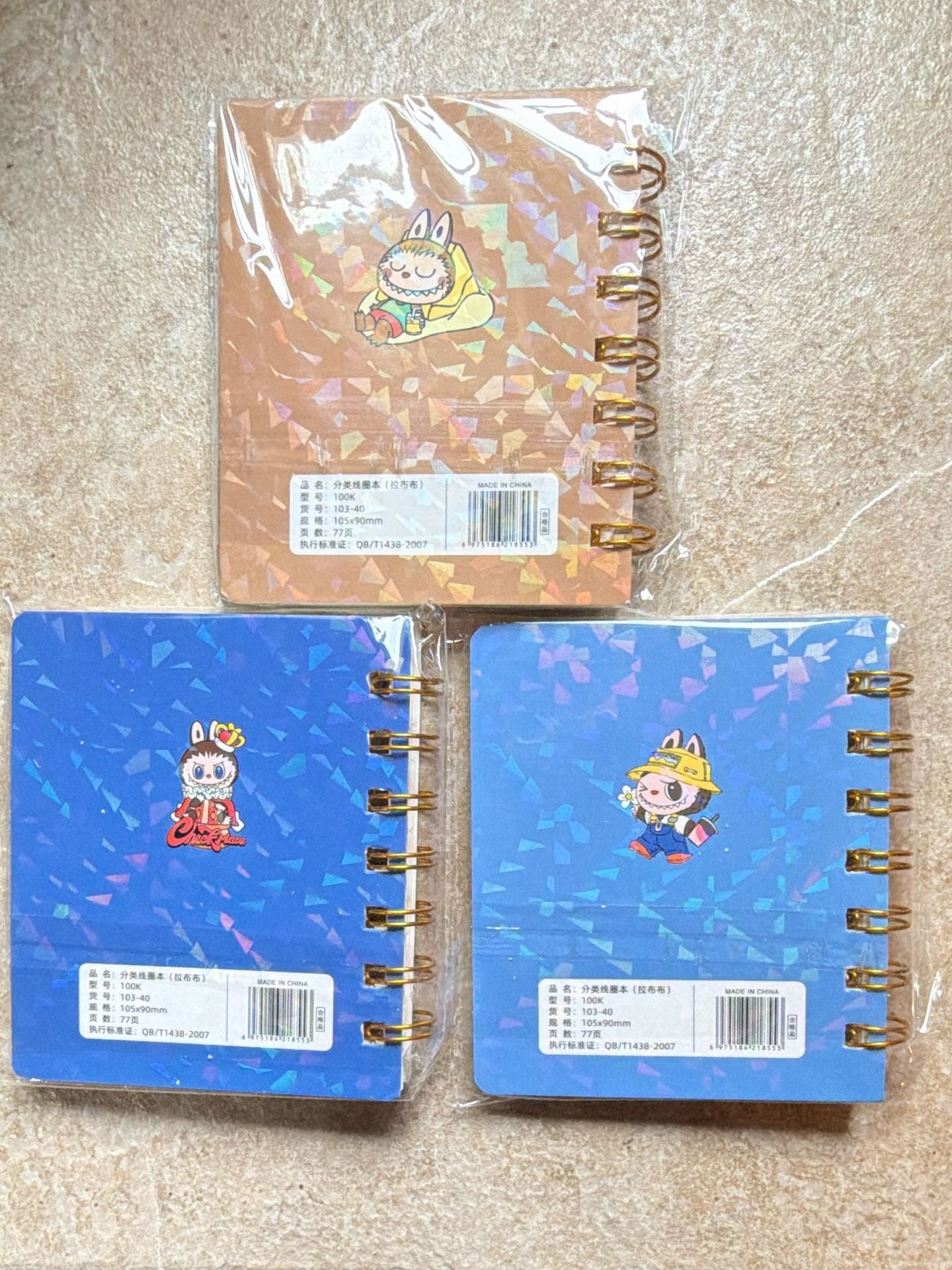 Labubu Cartoon MINI Spiral Notebook Set of 3 2