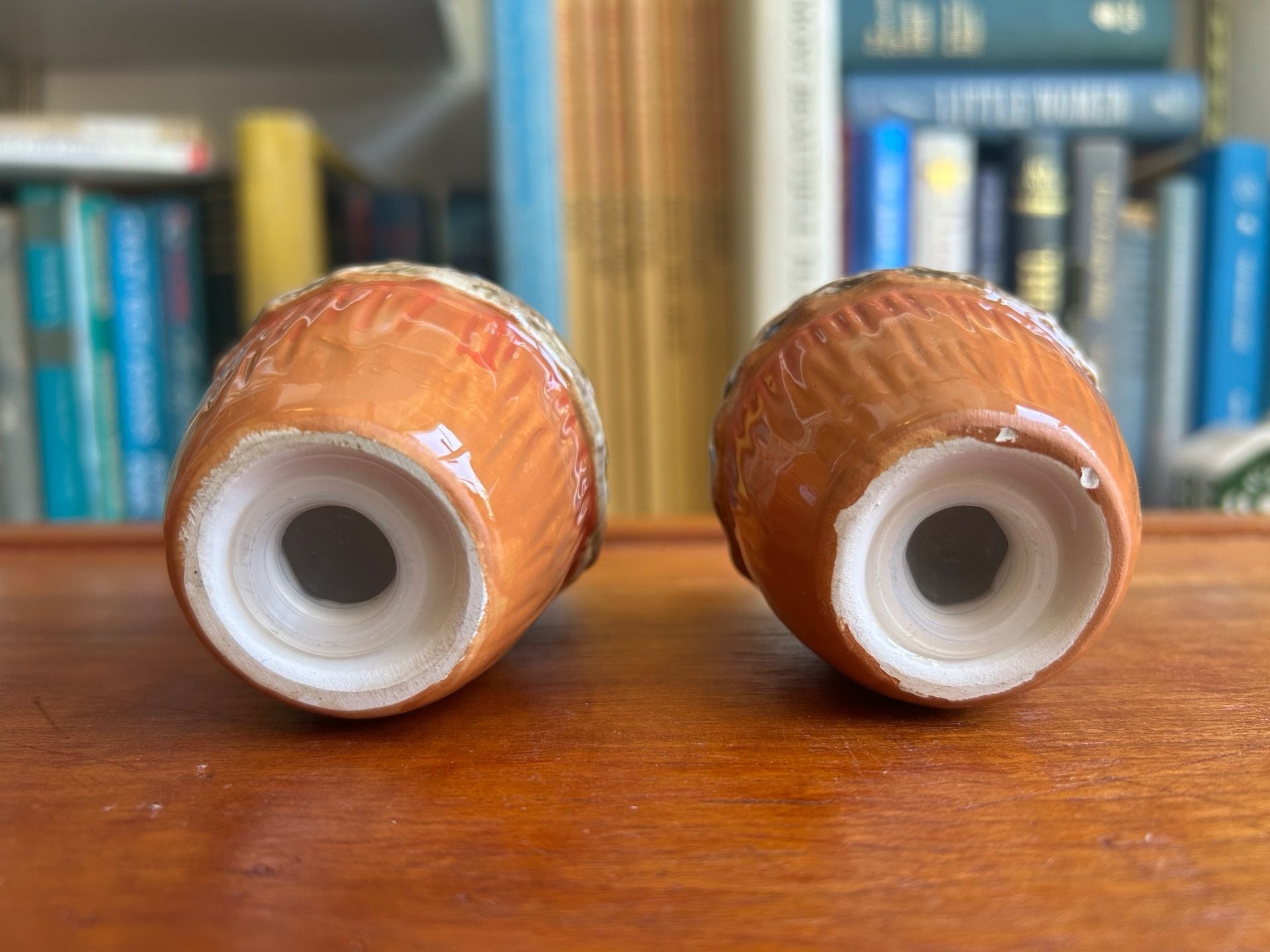 Ceramic Acorn Salt and Pepper Shakers Brown Orange 5