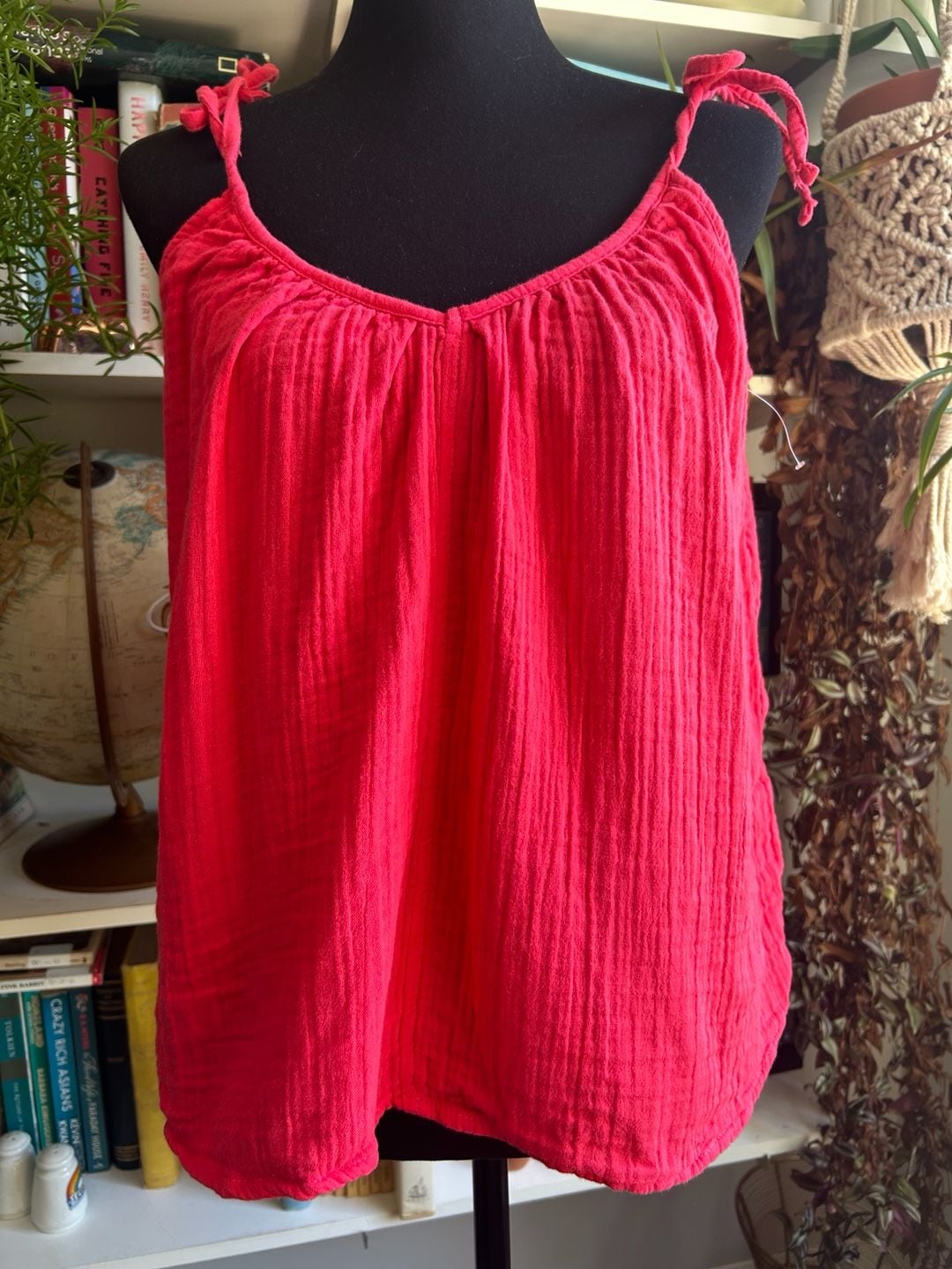 Old Navy Tie-Shoulder Cami Swing Top Size S Pink Cotton 2