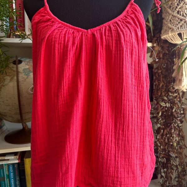 Old Navy Tie-Shoulder Cami Swing Top Size S Pink Cotton