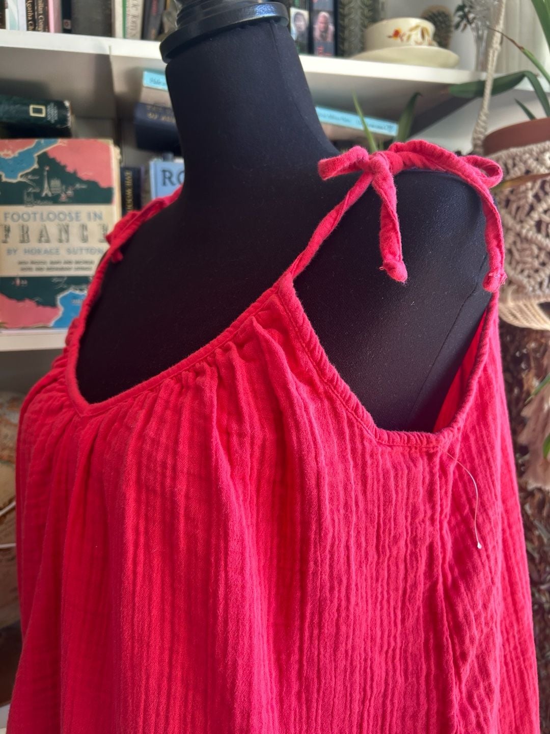 Old Navy Tie-Shoulder Cami Swing Top Size S Pink Cotton 3