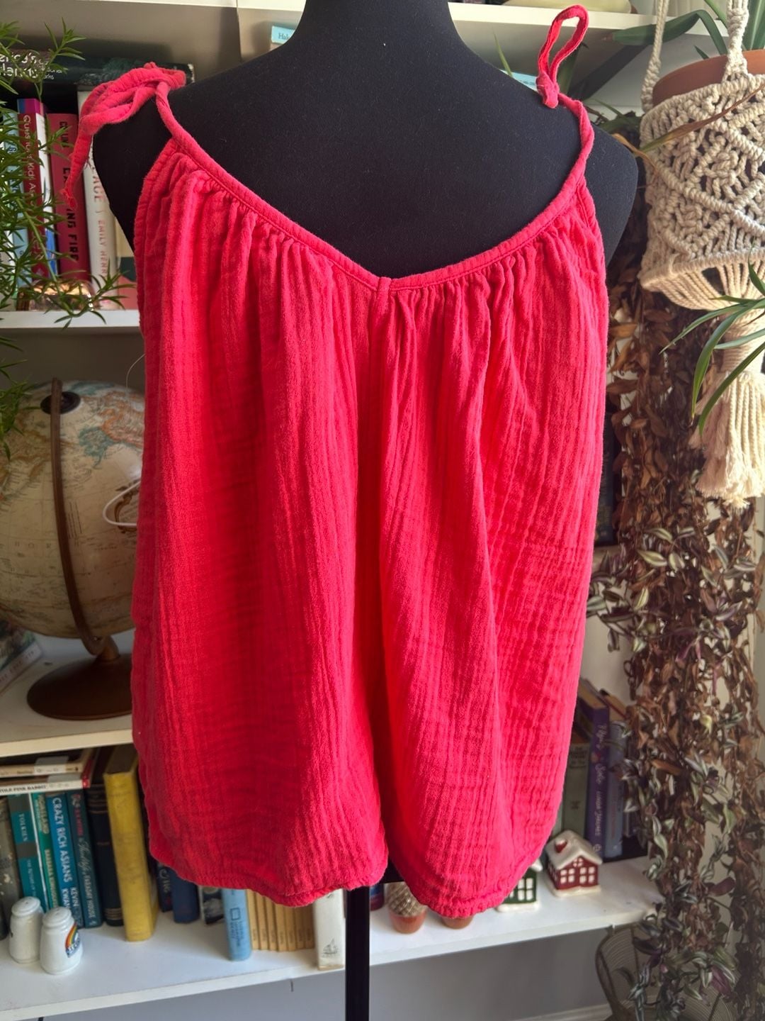 Old Navy Tie-Shoulder Cami Swing Top Size S Pink Cotton 4