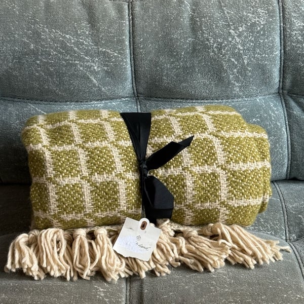 Hearth and Hand Woven Throw Blanket Green & Cream