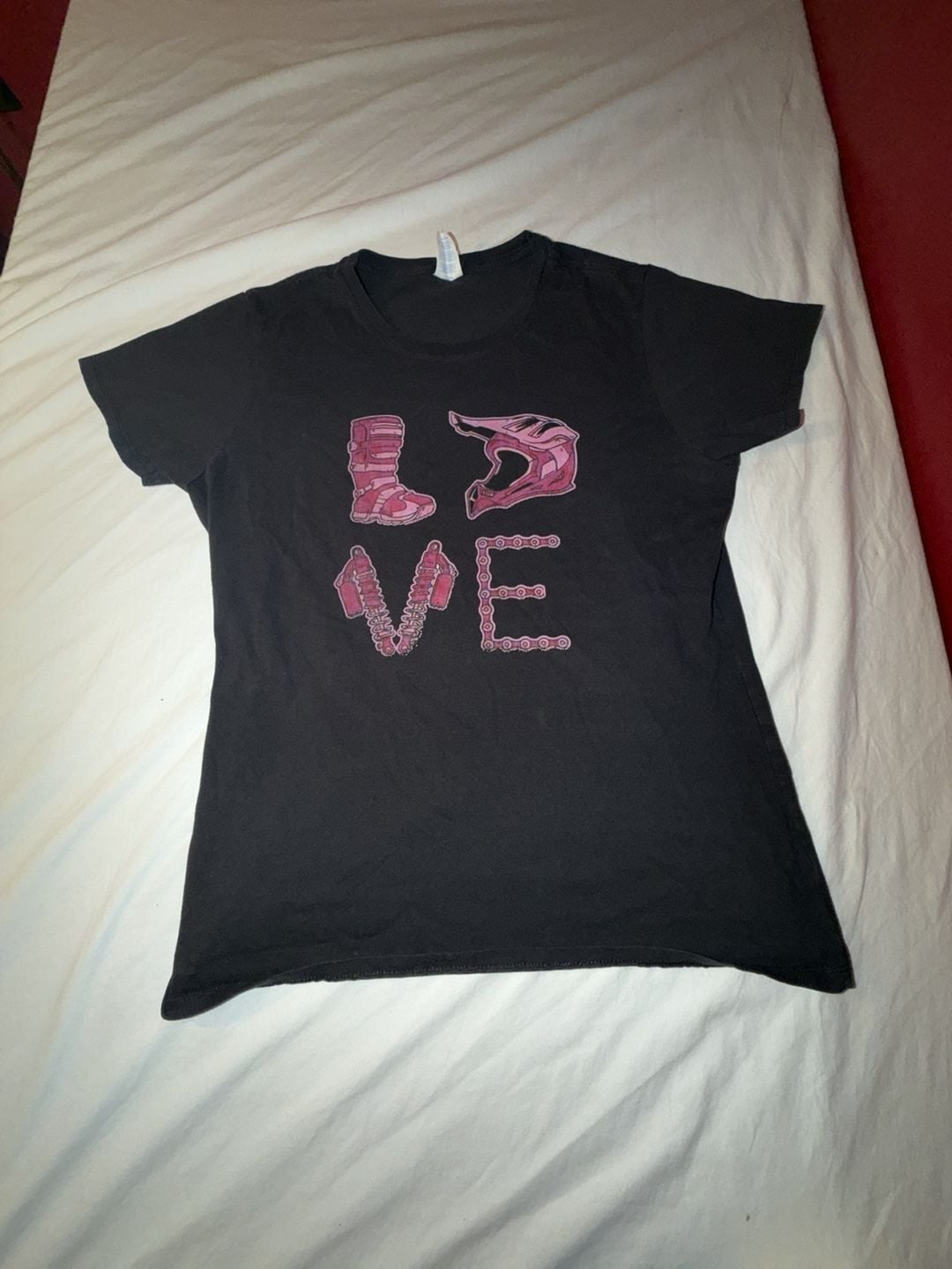 LAT & Company Motocross Love Graphic T-Shirt Size L Black 2