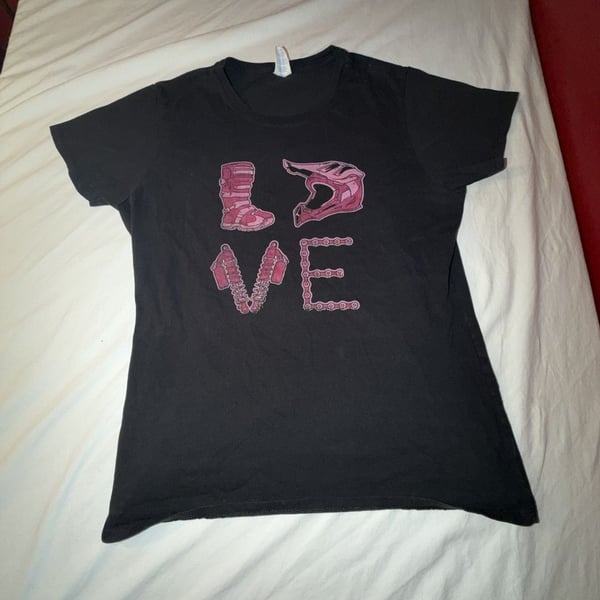 LAT & Company Motocross Love Graphic T-Shirt Size L Black