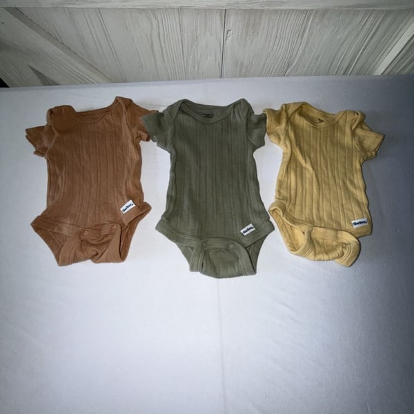 Gerber Newborn Short Sleeve Bodysuits Set 3-Pack Ribbed (b98)