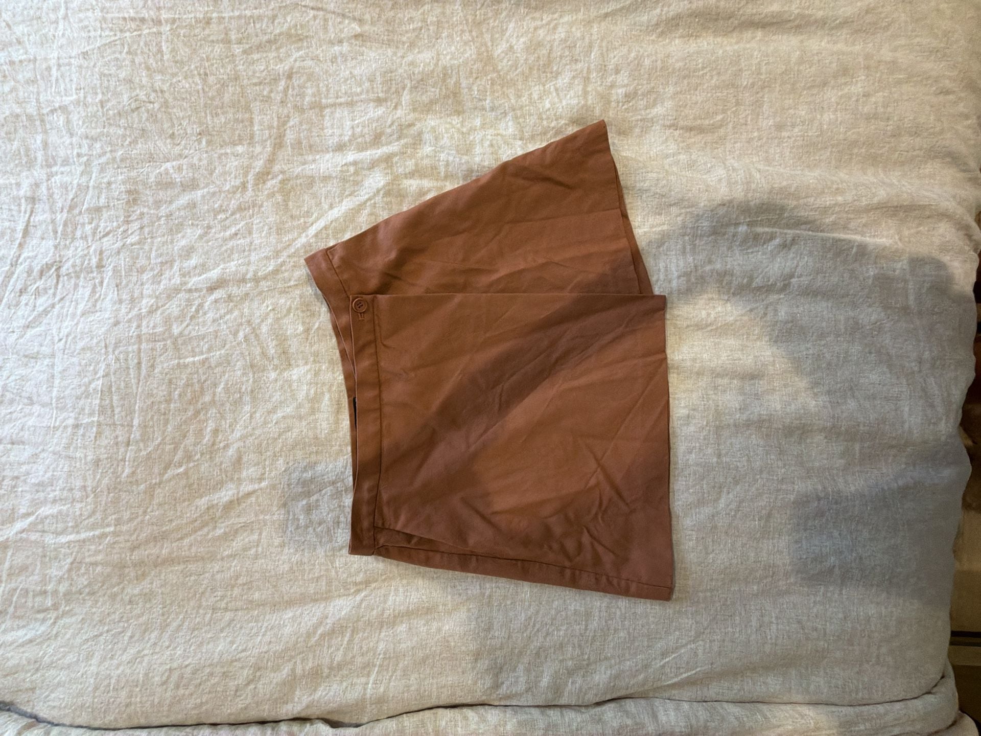 Theory Skort Size 2 Brown Twill Wrap Front Asymmetrical Mini Skirt 1