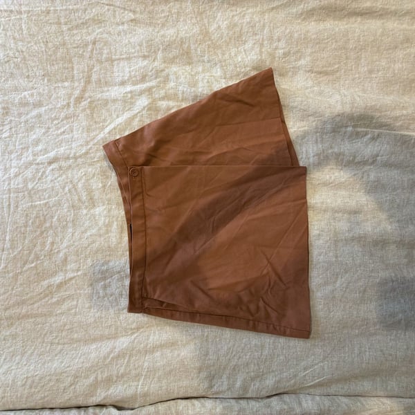 Theory Skort Size 2 Brown Twill Wrap Front Asymmetrical Mini Skirt