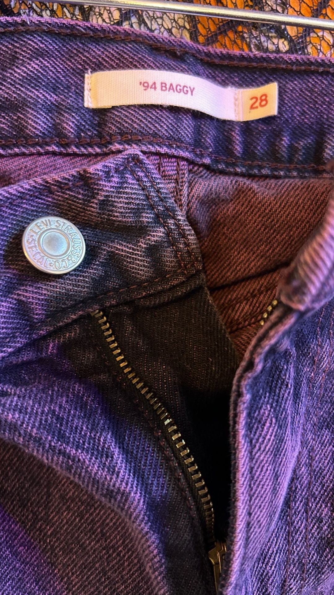 Levi's '94 Baggy Size 28 Purple Acid Wash Jeans 4