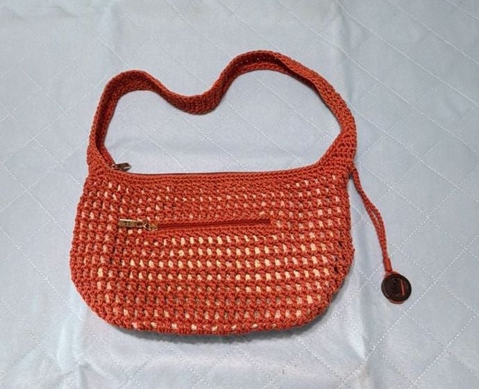 The Sak Crochet Hobo Zip Shoulder Bag, Burnt Orange 2
