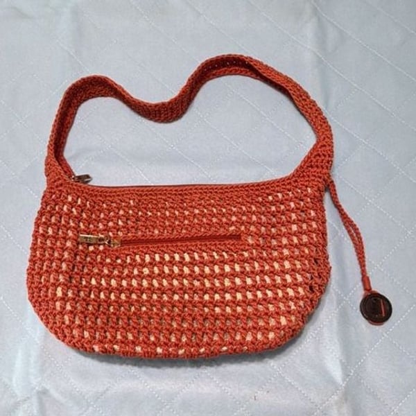 The Sak Crochet Hobo Zip Shoulder Bag, Burnt Orange