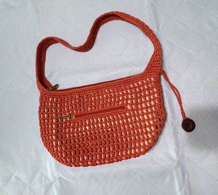 The Sak Crochet Hobo Zip Shoulder Bag, Burnt Orange 3
