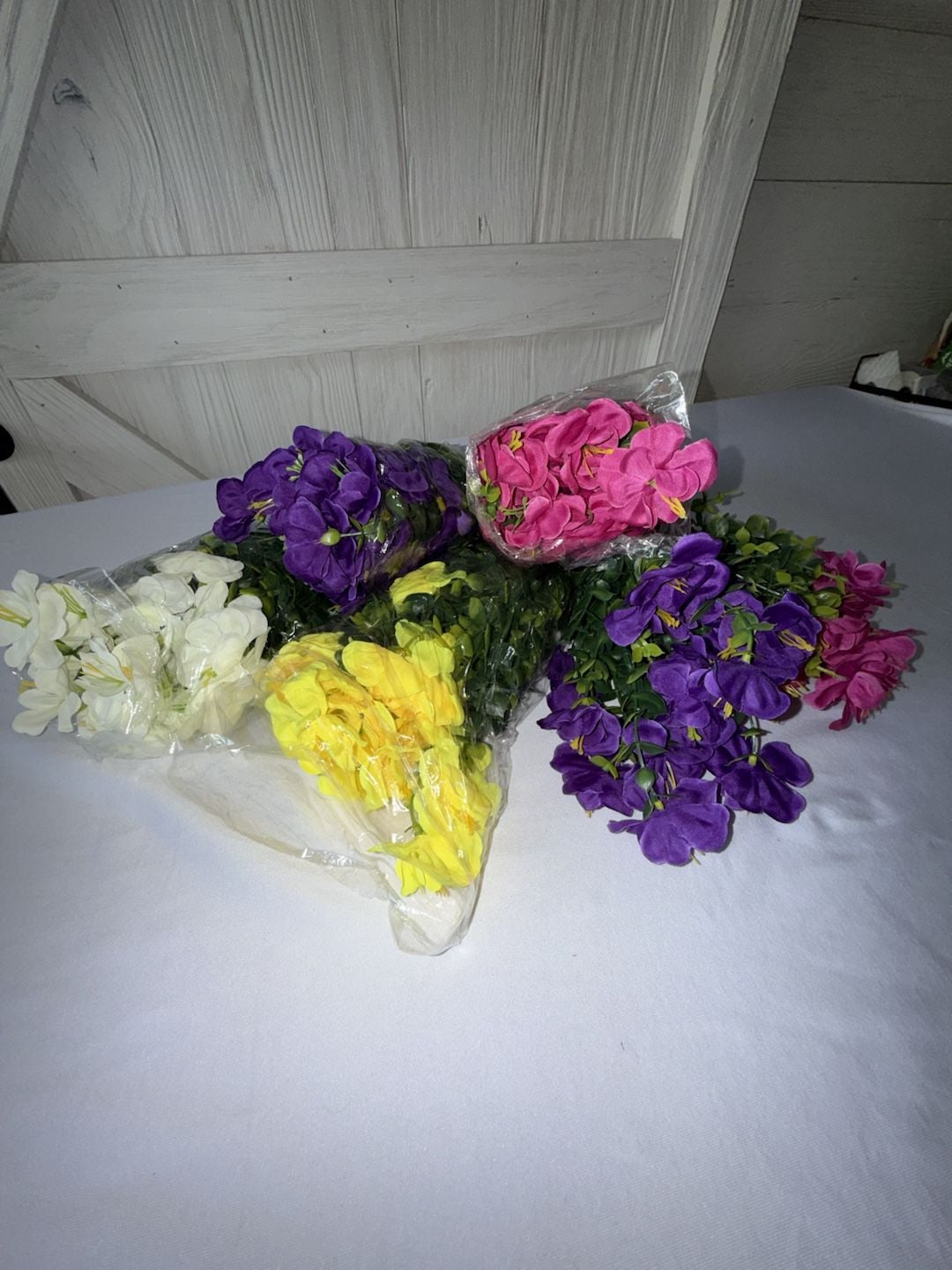 Artificial Silk Flower 4 Bundles of 2 and 2 single Assorted Colors Mixed Artificial Plant (b99) 1