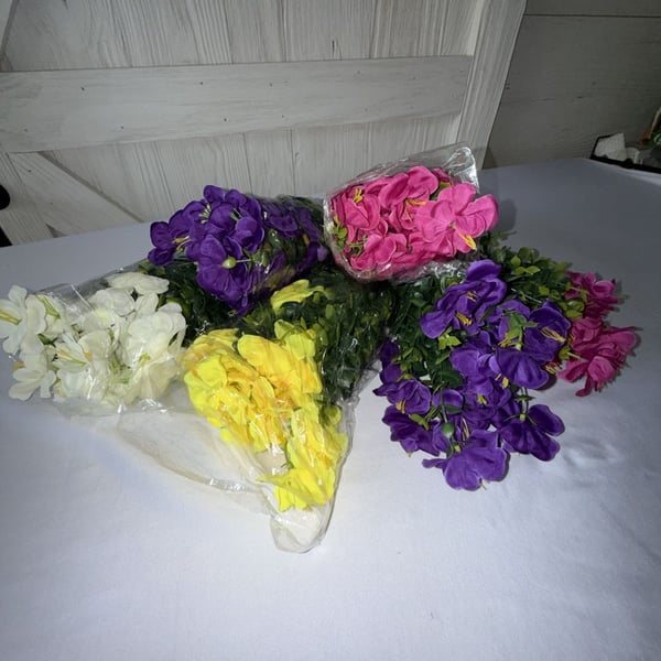 Artificial Silk Flower 4 Bundles of 2 and 2 single Assorted Colors Mixed Artificial Plant (b99)