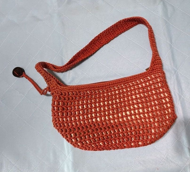 The Sak Crochet Hobo Zip Shoulder Bag, Burnt Orange 4