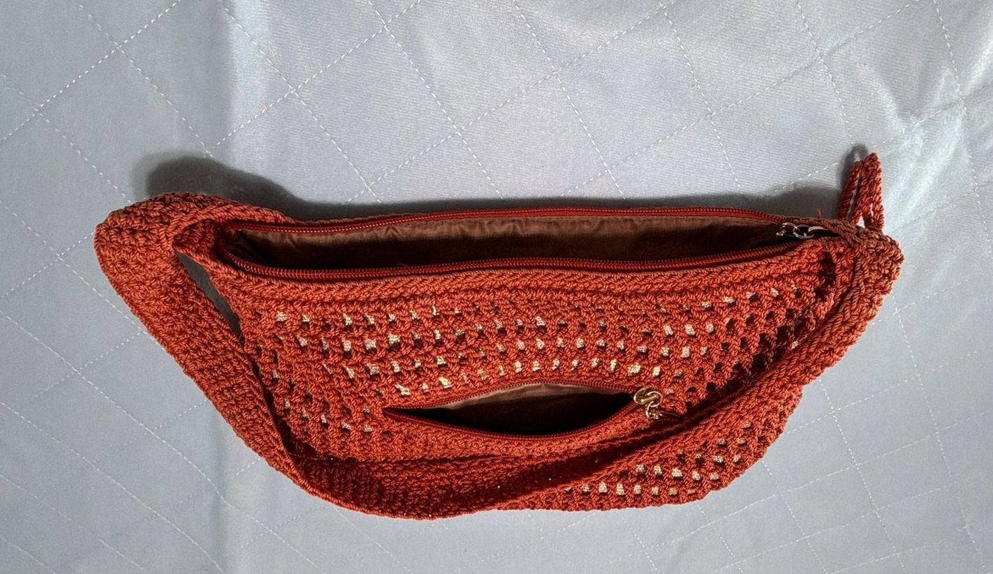 The Sak Crochet Hobo Zip Shoulder Bag, Burnt Orange 7