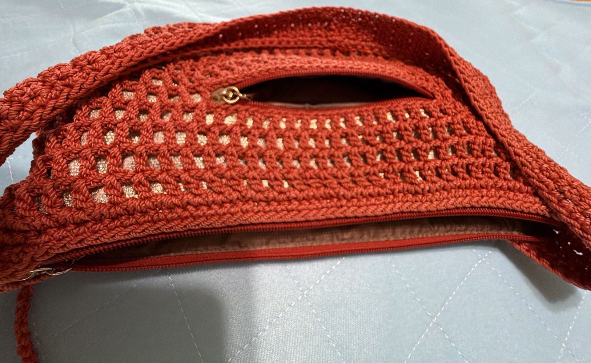 The Sak Crochet Hobo Zip Shoulder Bag, Burnt Orange 8