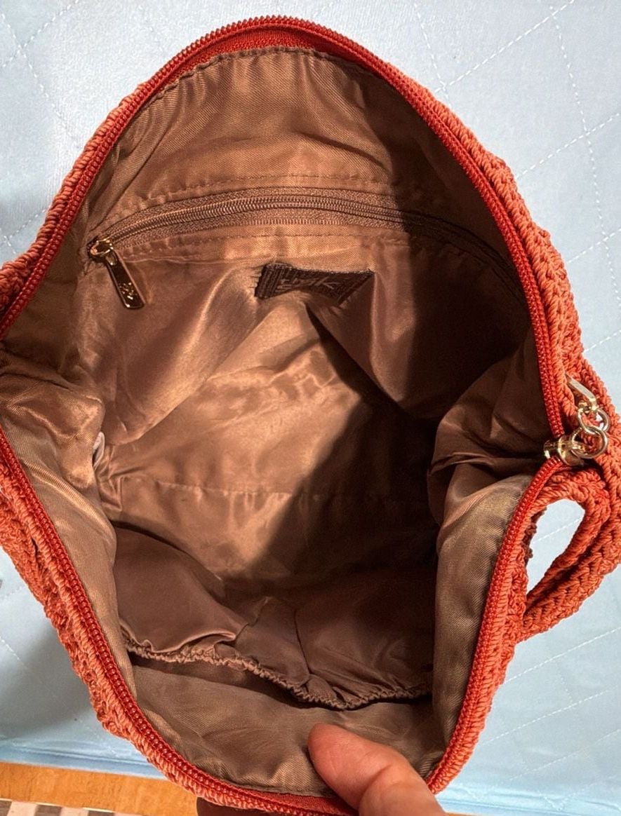 The Sak Crochet Hobo Zip Shoulder Bag, Burnt Orange 9