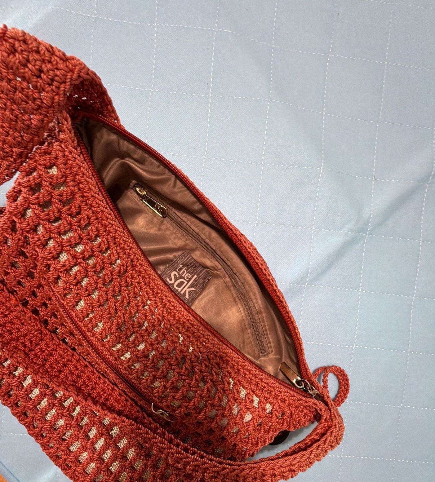 The Sak Crochet Hobo Zip Shoulder Bag, Burnt Orange 12