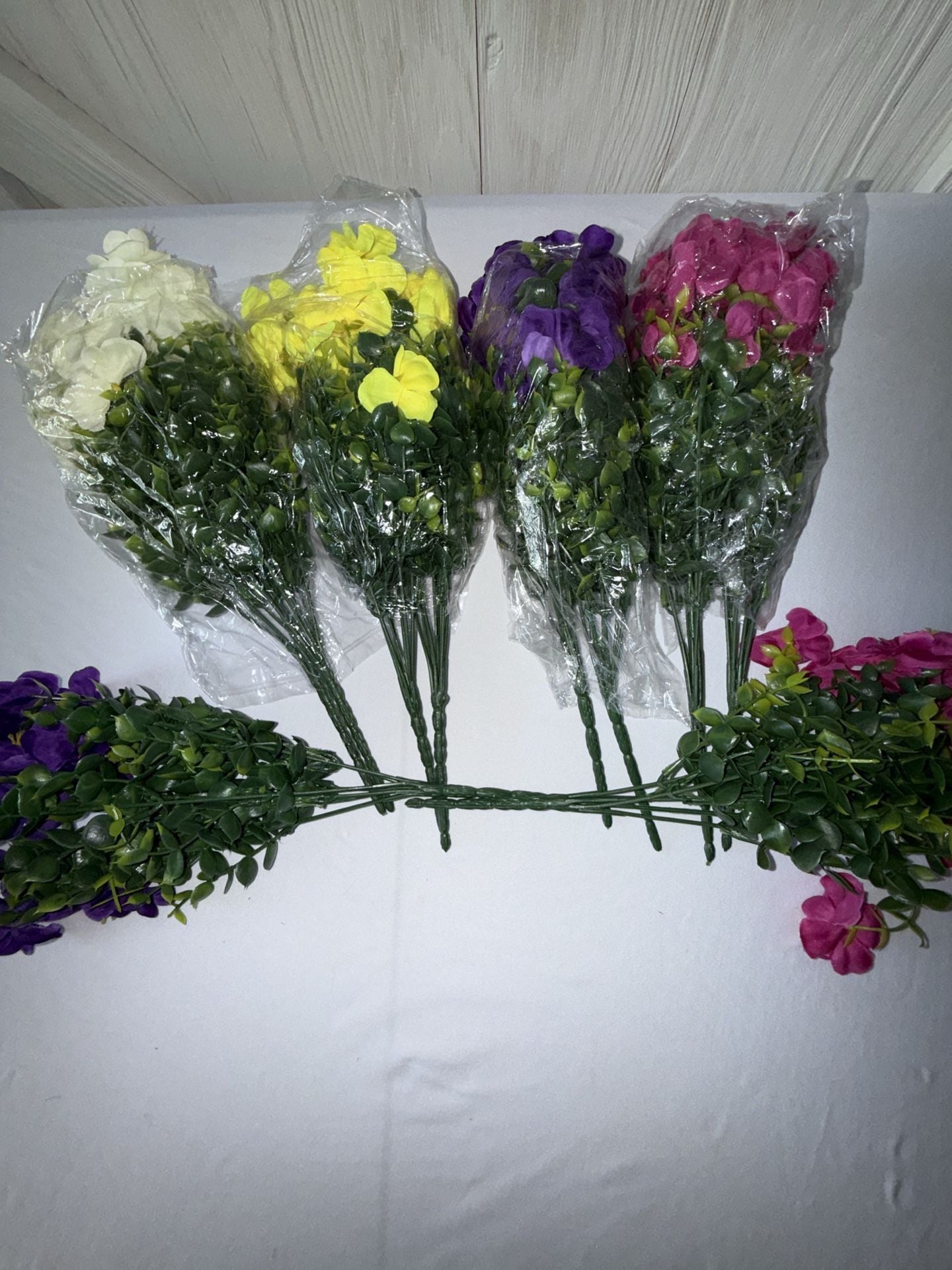 Artificial Silk Flower 4 Bundles of 2 and 2 single Assorted Colors Mixed Artificial Plant (b99) 2