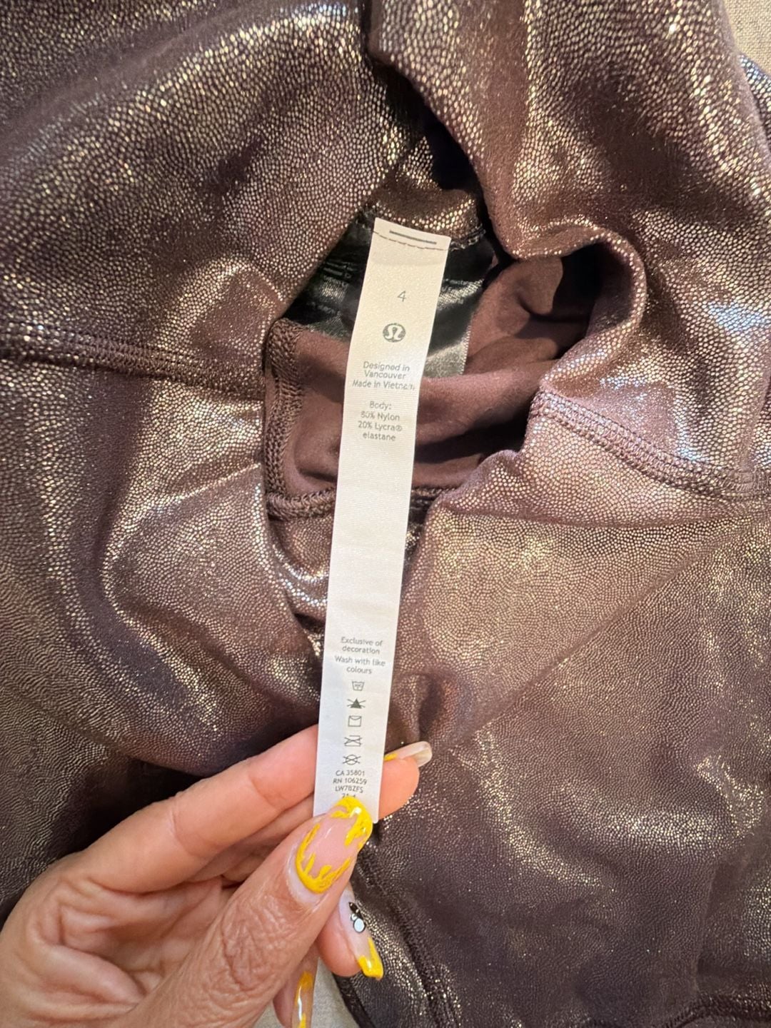 Lululemon Biker Shorts Size 4 Brown Metallic Sparkle 4